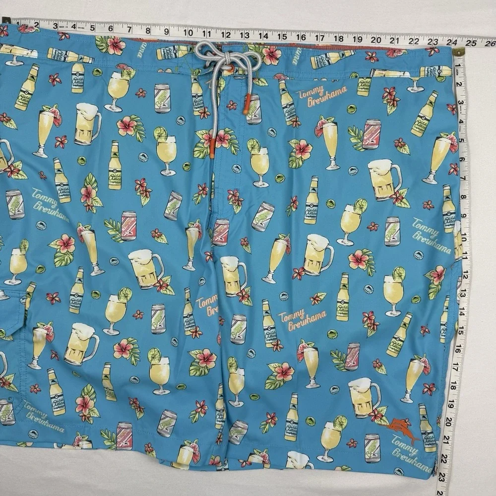 Tommy Bahama‎ Baja Tommy Brewhama Blue Beer Print Swim Trunks 3XLT Boardshorts